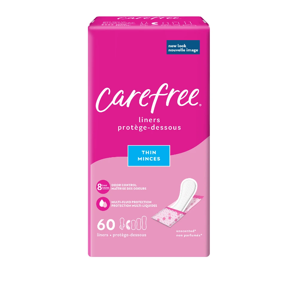 Carefree Body Shape Acti-Fresh Thin To Go Pantiliners - Unscented - 60s