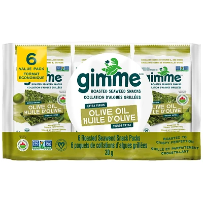 GimMe Organic Premium Roasted Seaweed - Olive Oil - 6x5g