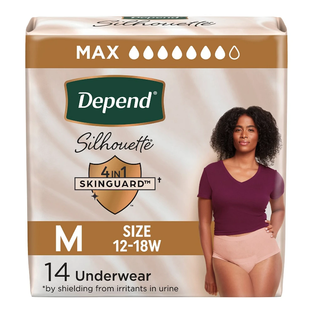 Depend Silhouette Incontinence Pants for Women - Maximum - Medium - Pink - 14's