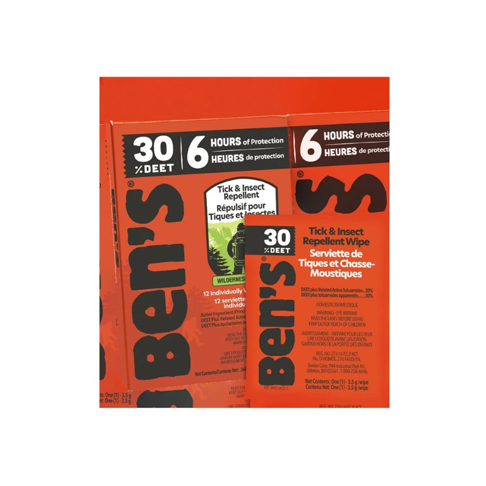 Ben's Insect Repellant Wipes - 12's
