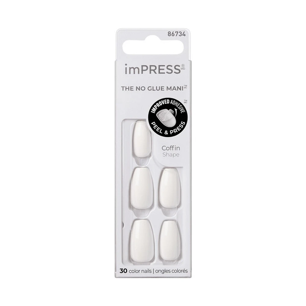 Kiss ImPRESS Press-on Manicure False Nails Kit - Medium - Coffin - Frosting - 30s