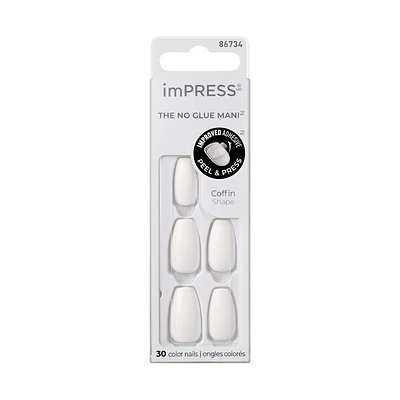 Kiss ImPRESS Press-on Manicure False Nails Kit - Medium - Coffin - Frosting - 30s