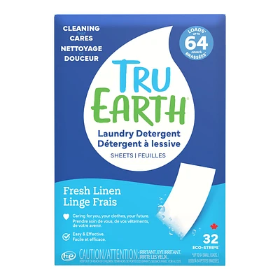 Tru Earth Laundry Detergent Ultra Concentrated Eco-Strips - Fresh Linen - 32 Loads