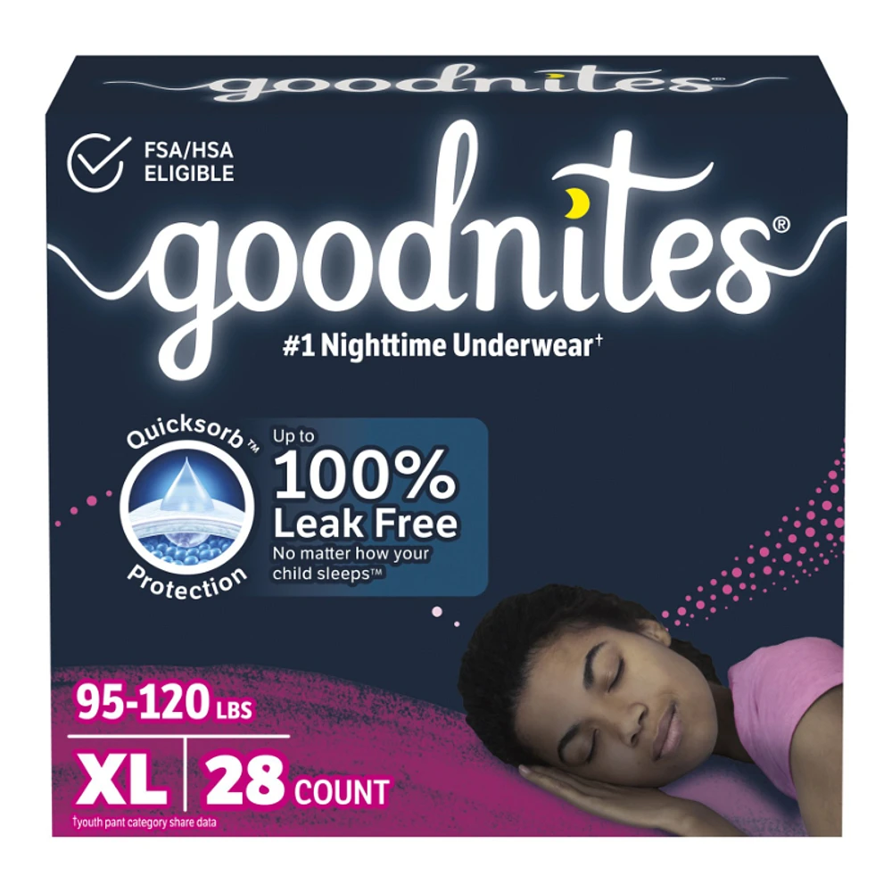 GoodNites Pajama Pants for Girls - Extra Large - 28's