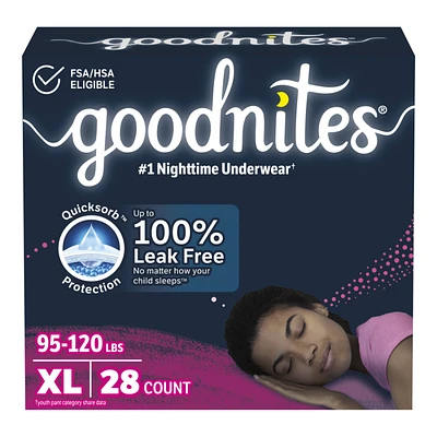 GoodNites Pajama Pants for Girls - Extra Large - 28's