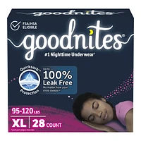 GoodNites Pajama Pants for Girls - Extra Large - 28's