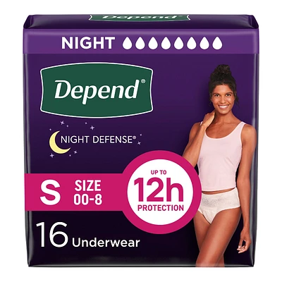Depend Night Defense Adult Overnight Incontinence Underwear for Women - Blush - Small - 16 Count