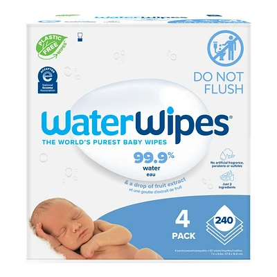 WaterWipes Original Baby Cleaning Wipes - 4 x 60's