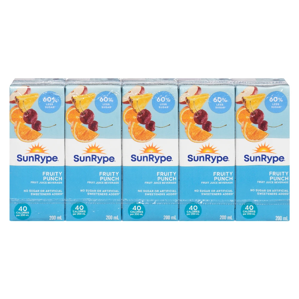 SunRype 60% Less Sugar Juice - Fruity Punch - 5x200ml