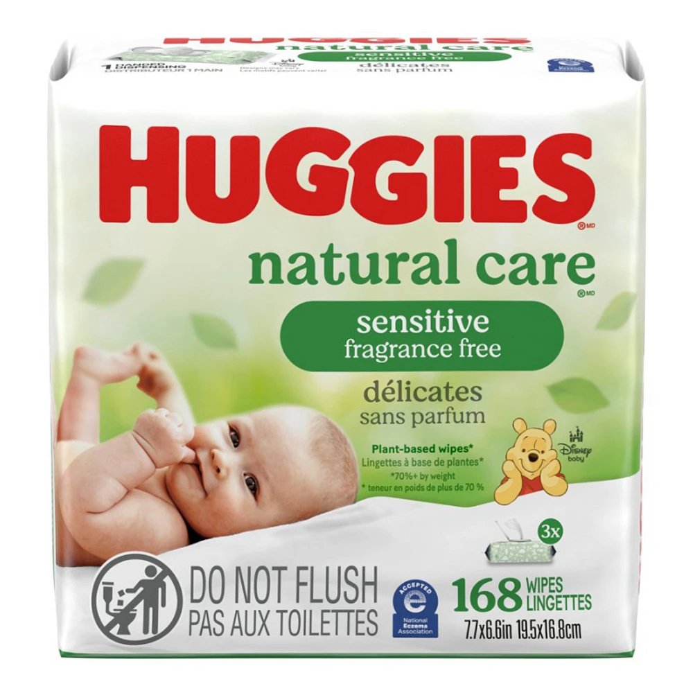 Huggies Natural Care Baby Cleaning Wipes - 3 x 56 Wipes