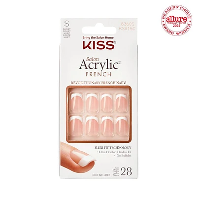 KISS Salon Acrylic False Nails Kit - French - Bonjour - 28's
