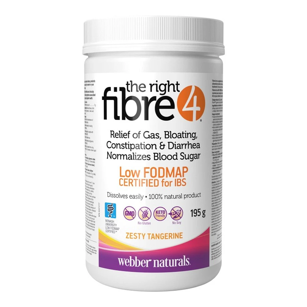 Webber Naturals The Right Fibre4 Powder - Zesty Tangerine - 195g
