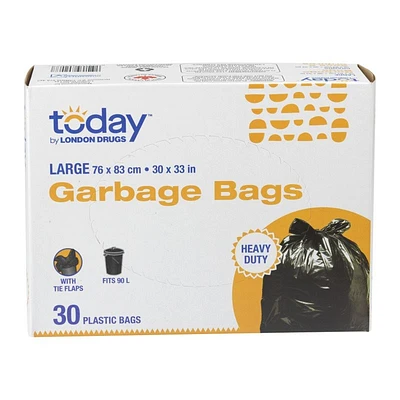 Today by London Drugs Large Garbage Bags - Black - 30s