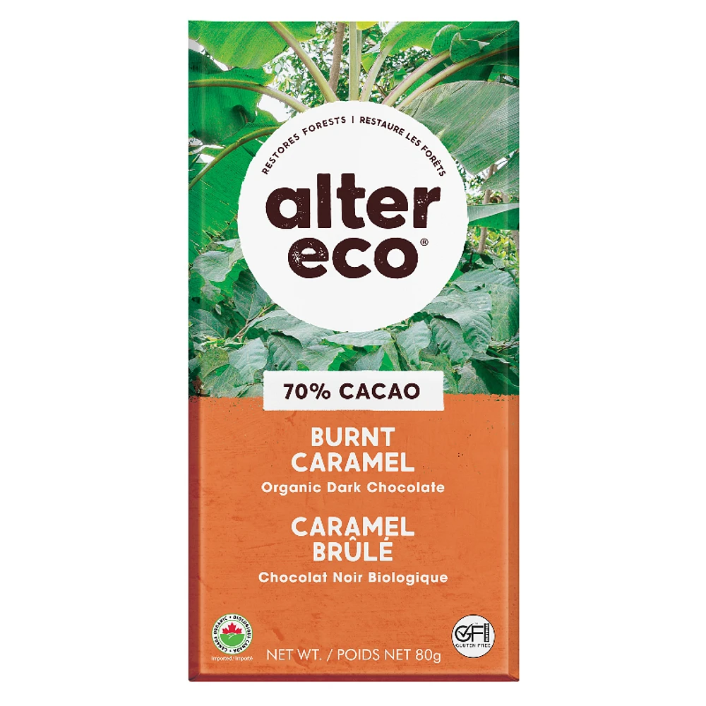 Alter Eco Deep Dark Salted Organic Chocolate Bar - 70% Cacao - Burnt Caramel - 80g