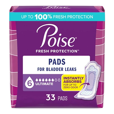 Poise Incontinence Pads - Ultimate Absorbency - Regular - 33 Count