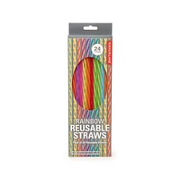 Kikkerland Rainbow Reusable Straws - Pack of 24