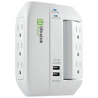 UltraLink Power 6 Outlet 2 USB Surge Protector - PSV100