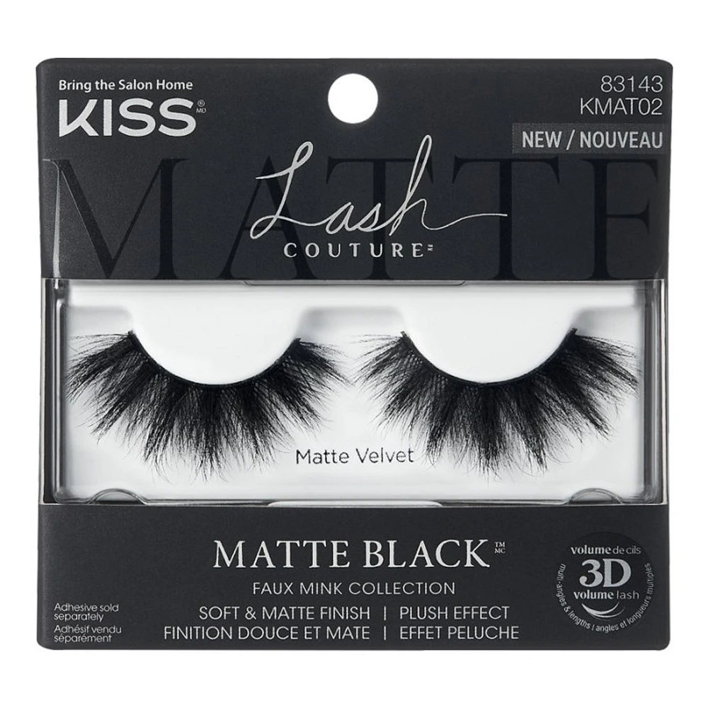 Kiss Lash Couture Matte Black Faux-Mink 3D Lashes - 02 Matte Silk