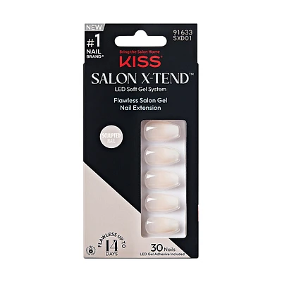 Kiss Salon X-Tend LED Soft Gel System False Sculpted Nail Kit - Nonsense - 30s