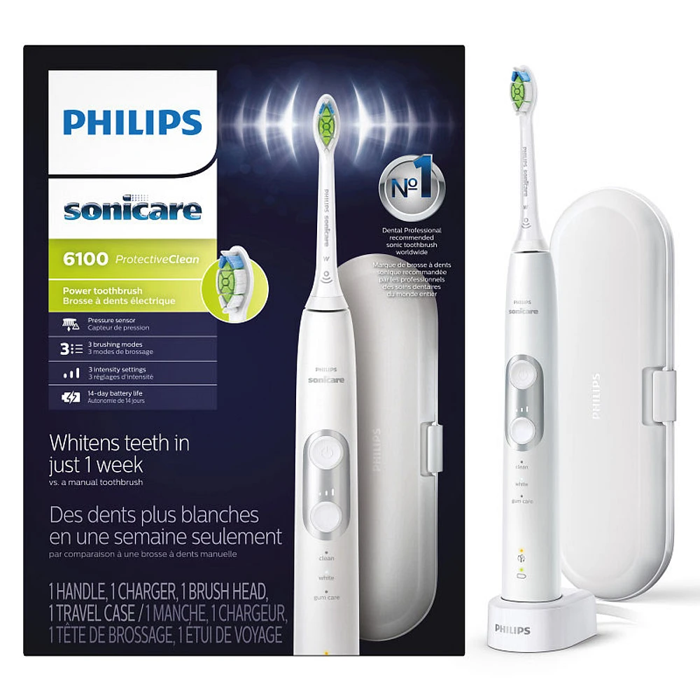 Philips Sonicare ProtectiveClean 6100 Toothbrush - White/Silver - HX6877/21