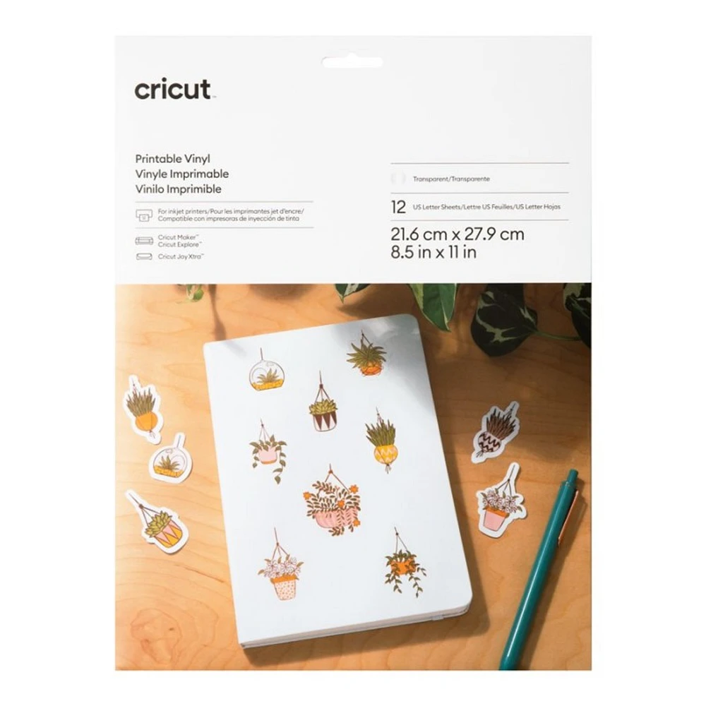 Cricut Printable Vinyl - 21.6 cm x 27.9 cm - White - 12's