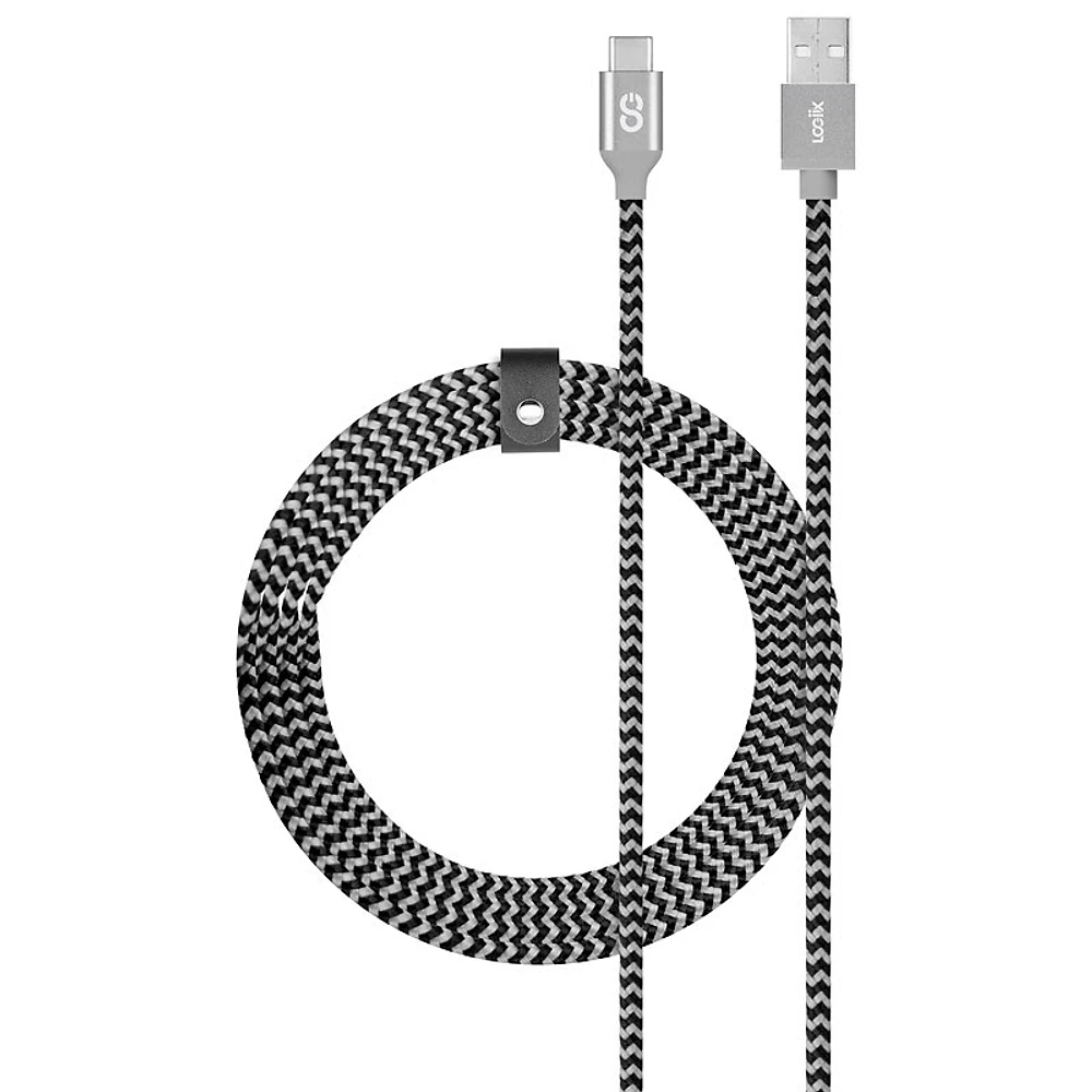 Logiix Piston Connect Braided USB-C Cable - Blue/Black - LGX12656