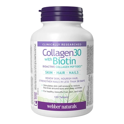 Webber Naturals Collagen30 with Biotin Bioactive Collagen Peptides Tablets - 120's