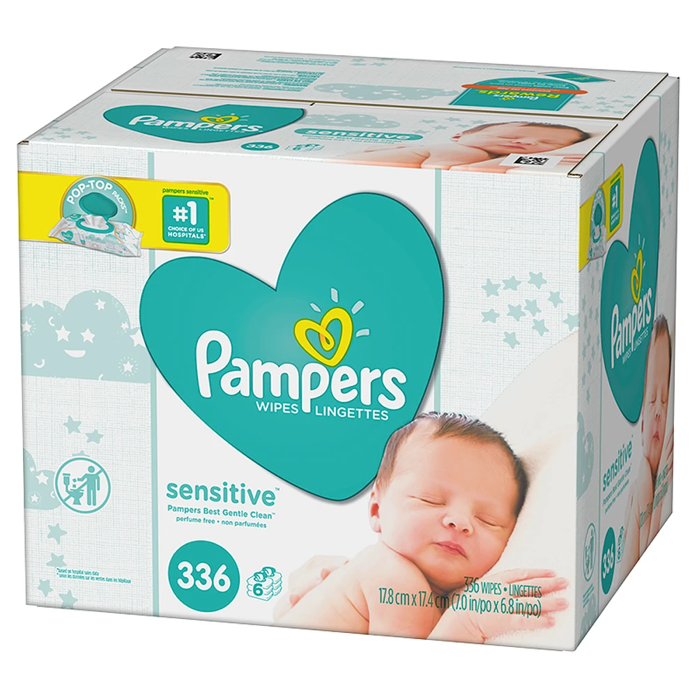 Pampers Wipes Sensitive - Unscented - 336's