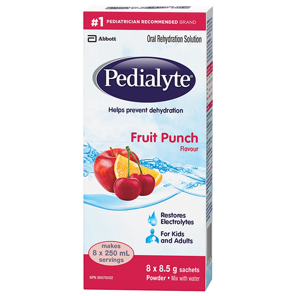 Pedialyte Powder - Fruit Punch - 8 x 8.5g