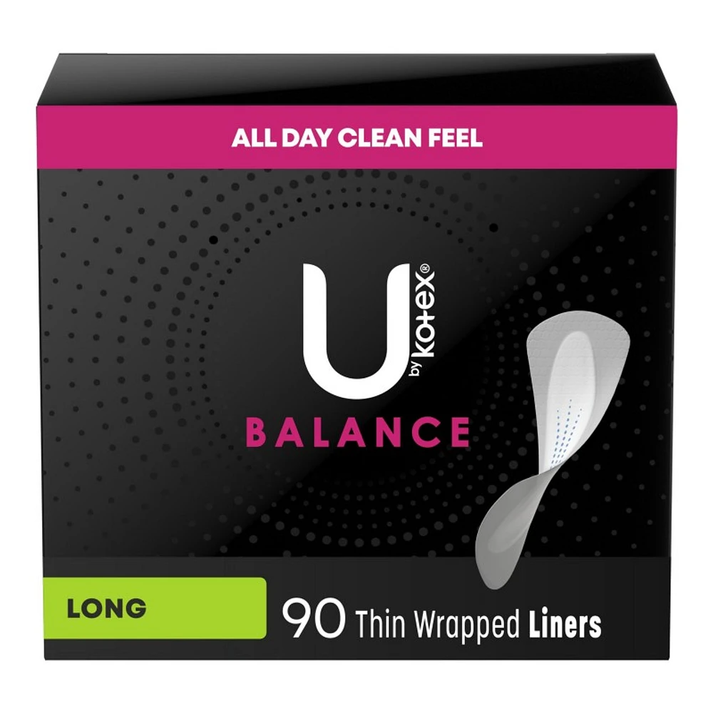 U by Kotex Balance Daily Long Wrapped Panty Liners - Light Absorbency - 90s