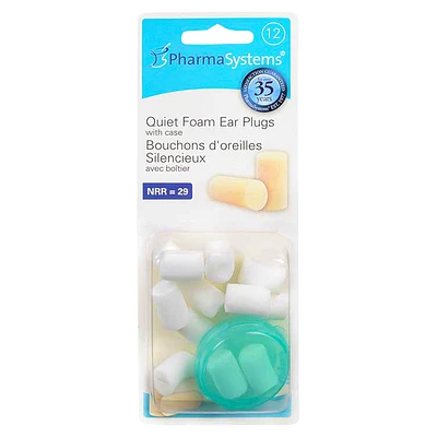 PharmaSystems uHear Quiet Foam Ear Plugs - White - 12s