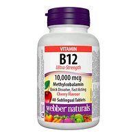 Webber Naturals Ultra Strength Vitamin B12 Sublingual Tablets - 10,000mcg - 40s