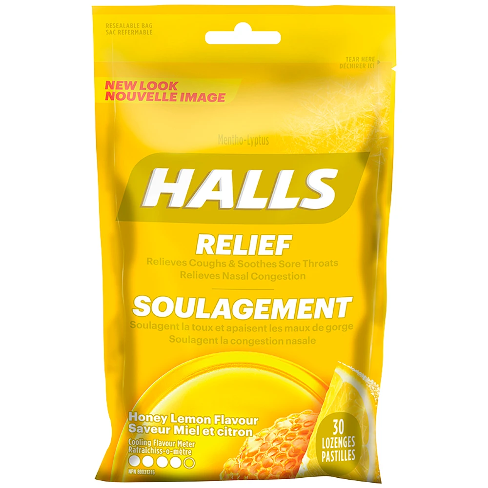 Halls Mentho-Lyptus Drops - Honey Lemon - 30s