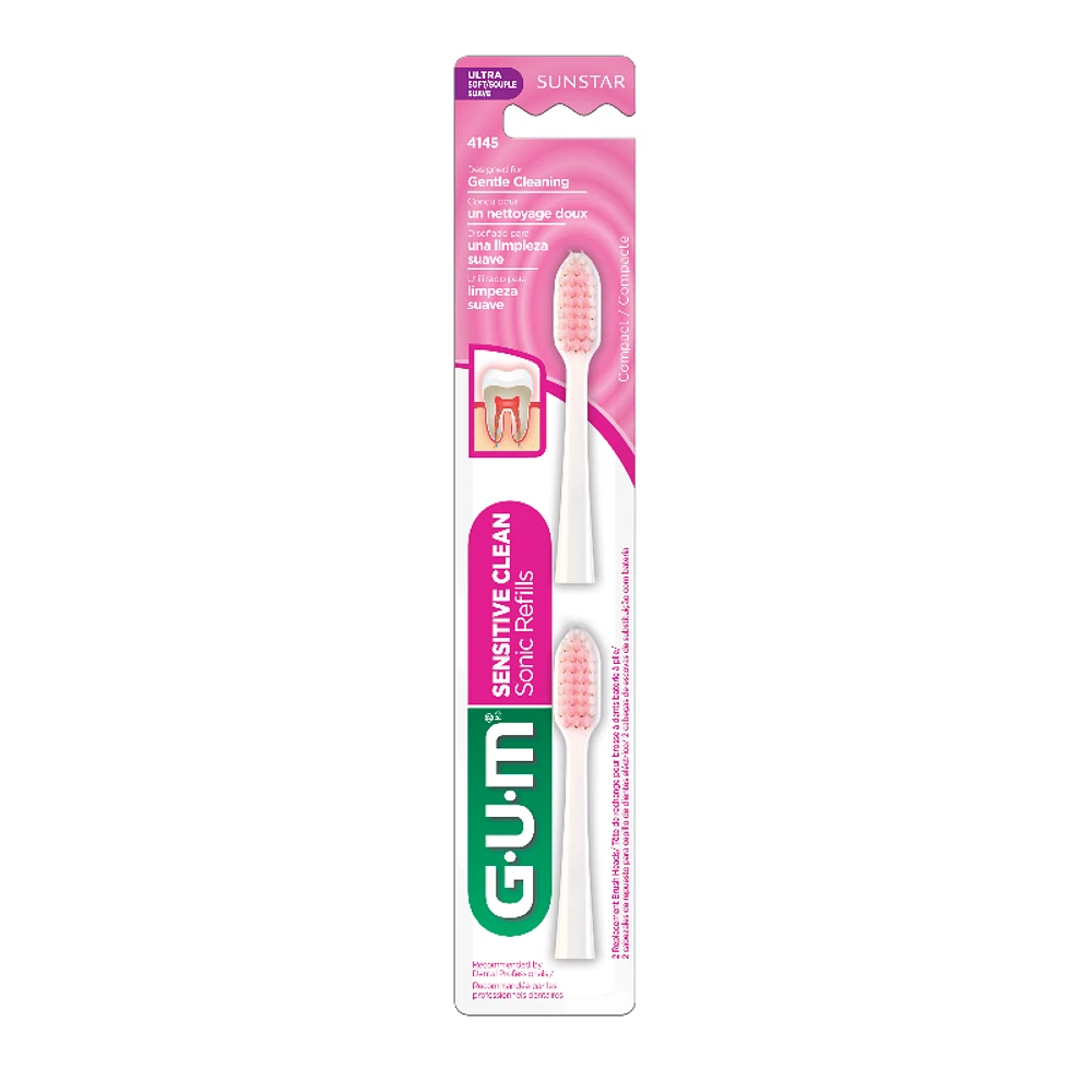 G.U.M Sensitive Clean Sonic Power Replacement Brush Heads - Ultrasoft - 2s