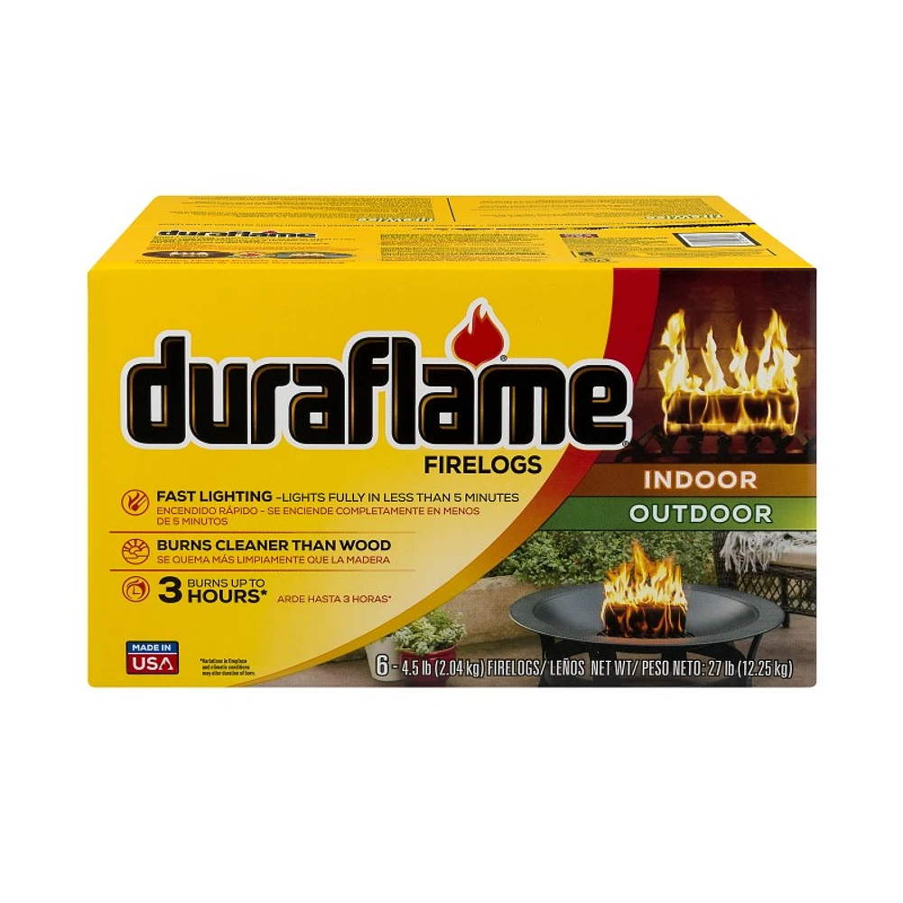 Duraflame Fast Lighting Firelogs for Indoors and Outdoors - 4.5lb/6pk