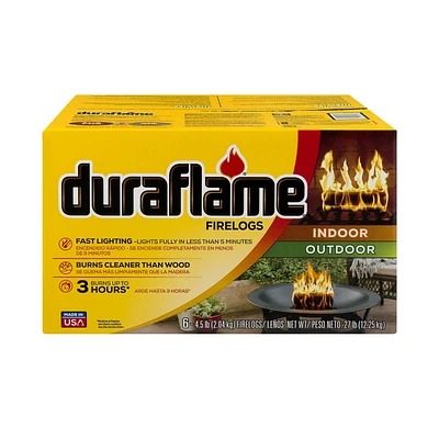 Duraflame Fast Lighting Firelogs for Indoors and Outdoors - 4.5lb/6pk