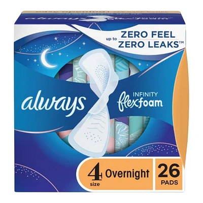 Always Infinity Sanitary Pads - Overnight - Size 4 - 26's