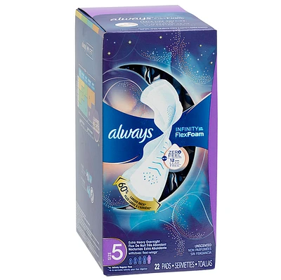 Always Infinity Size 5 Extra Heavy Overnight Pad - 22's