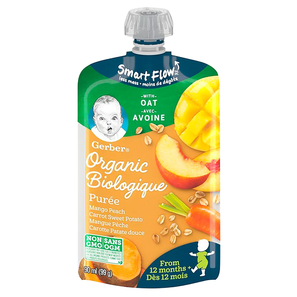 Gerber Organic Puree - Mango Peach Carrot Sweet Potato - 90ml