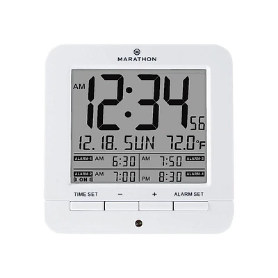 Marathon Digital Medication Reminder Alarm Clock - White - CLO30075WH