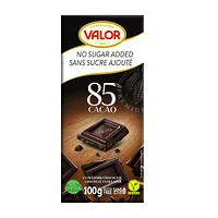 Valor 0% Sugar Added Chocolate - 85% Dark Chocolate - 100g