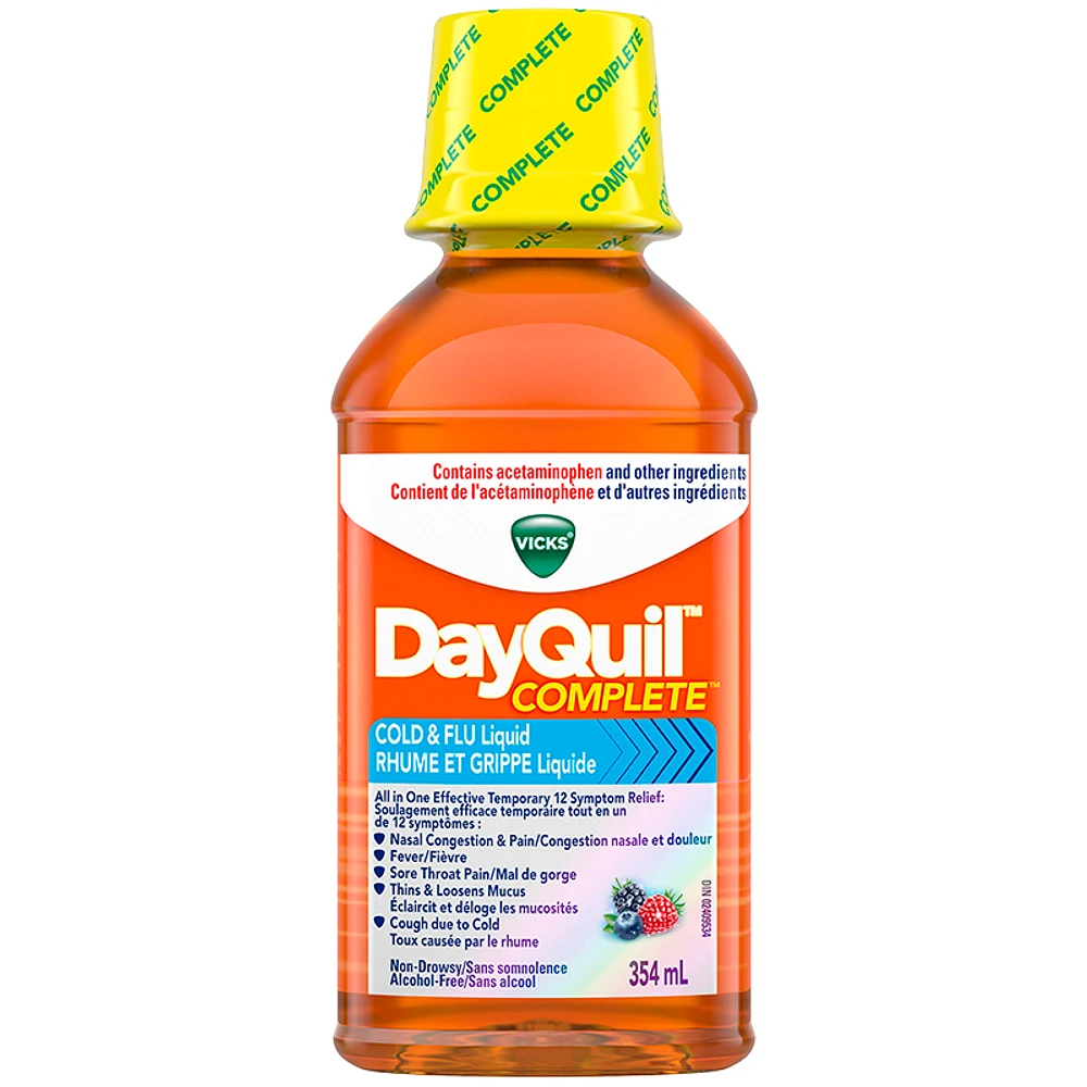 Vicks Dayquil Complete Cold & Flu Liquid - Berry - 354ml