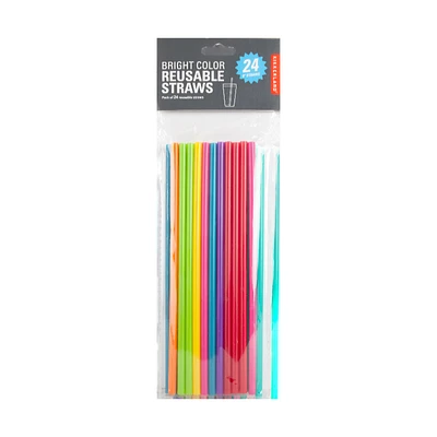 Kikkerland Reusable Straws - Bright Color - 8 Inch