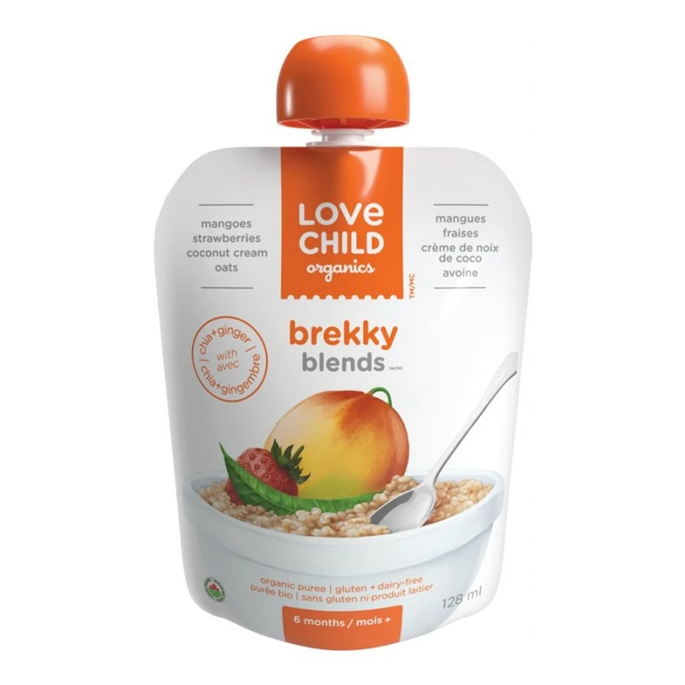 Love Child Organics Puree - Mangoes, Strawberries and Coconut Cream - 128 ml