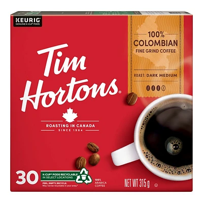 K-Cup Tim Hortons Coffee - 100% Colombian - 30s