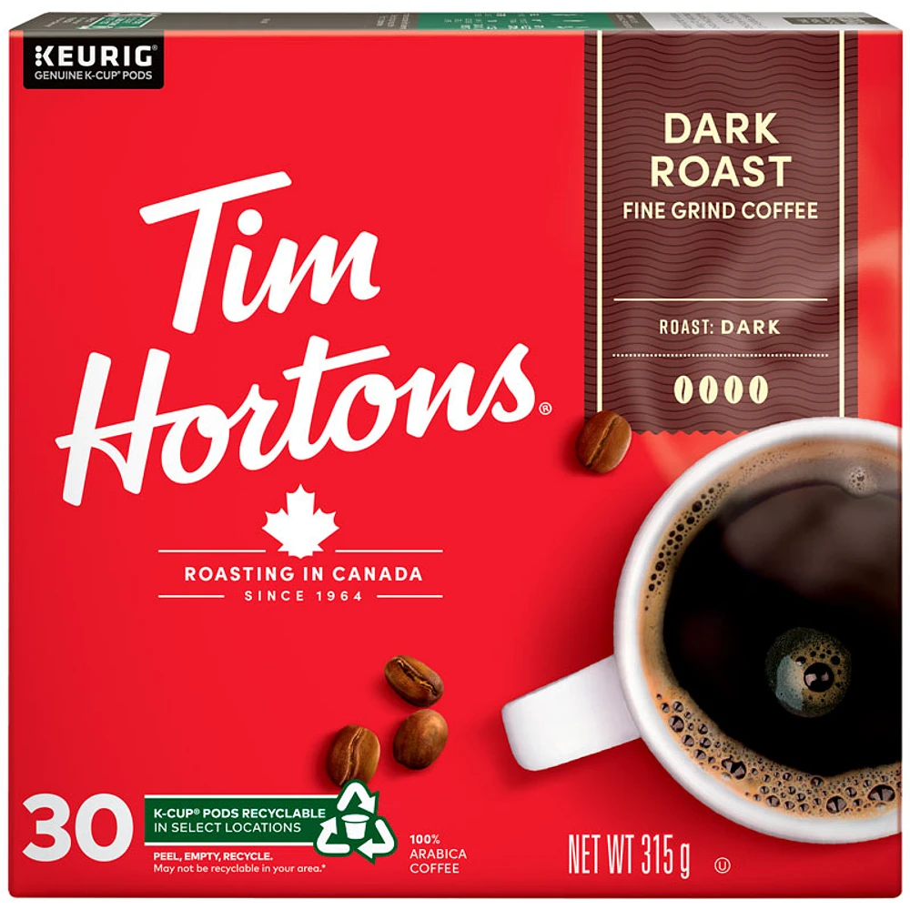 K-Cup Tim Hortons Coffee - Dark Roast - 30s