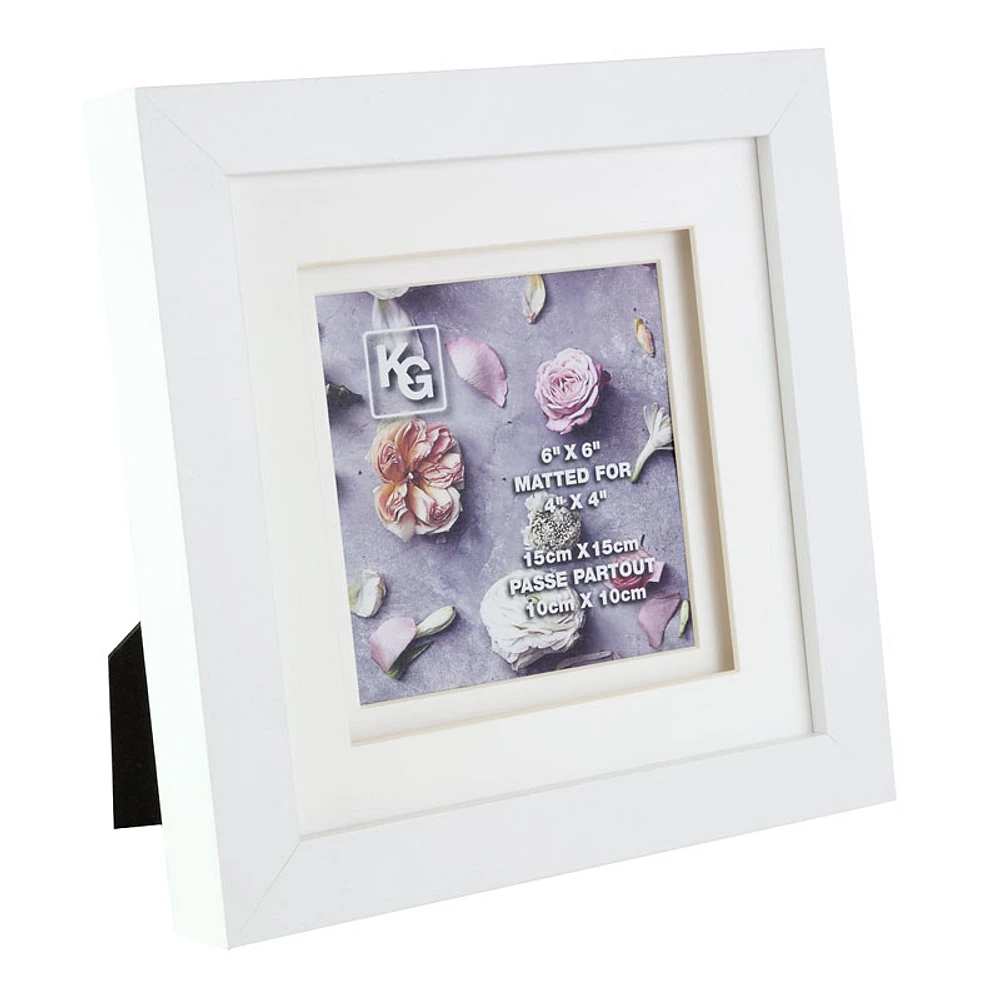 Kiera Grace Double Mat Frame - White - 6x6 Inch Double Matted for 4x4 Inch - PH40326-1