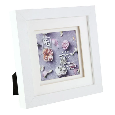 Kiera Grace Double Mat Frame - White - 6x6 Inch Double Matted for 4x4 Inch - PH40326-1