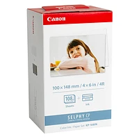 Canon KP-108IN Colour Ink Cartridge and Paper Set - 4 x 6inch - 108 Sheets - 3115B001