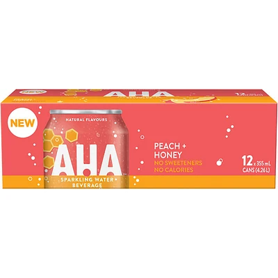 AHA Sparkling Water - Peach + Honey - 12x355ml